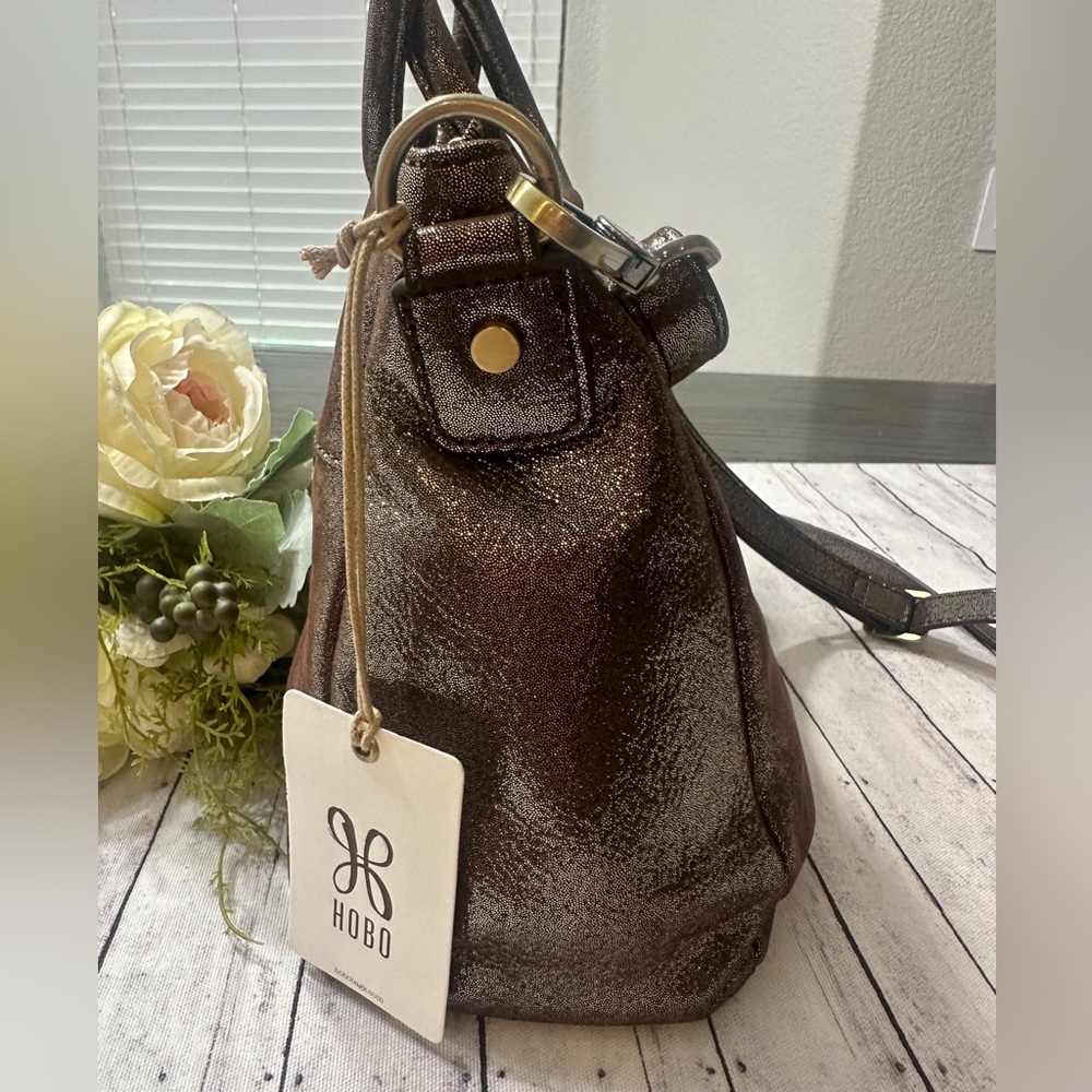 HOBO Chocolate Brown Leather Top-Handle Shoulder Bag - Picture 7 of 13